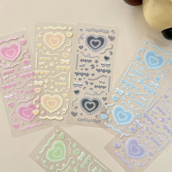 Αυτοκόλλητο 1 τεμ. Cute Pearl Heart Bow αυτοκόλλητο DIY Scrapbooking Happy Planning Photo Album Deco Αυτοκόλλητα Χαριτωμένο κορεάτικο χριστουγεννιάτικο δώρο