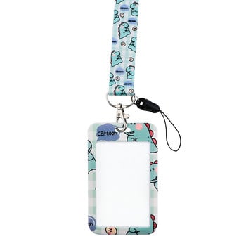 ER1653 Κάτοχος κάρτας Kawaii Dinosaur Dinosaur Lanyard για μαθητή που κρεμιέται με λαιμό κινητού τηλεφώνου Κορδόνι κονκάρδας Κάτοχος κάρτας πρόσβασης στο μετρό