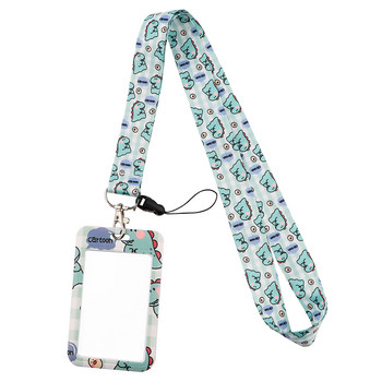 ER1653 Kawaii Dinosaur Lanyard Държач за карти Ученик Висящ врат Мобилен телефон Значка за шнур Държач на карти за достъп до метрото