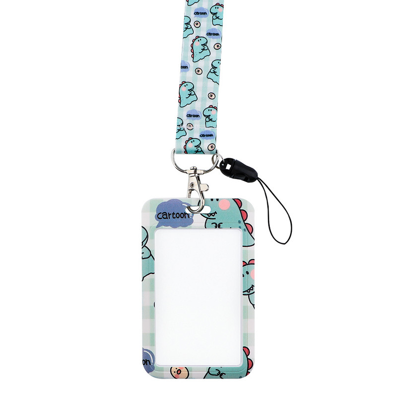 ER1653 Kawaii Dinosaur Lanyard Държач за карти Ученик Висящ врат Мобилен телефон Значка за шнур Държач на карти за достъп до метрото