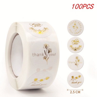 100-500 db 1 hüvelykes/2,5 cm-es arany köszönet matricák ajándékkártya-dobozhoz, bulicsomagoláshoz, pékáru díszítéséhez, kisvállalkozásokhoz