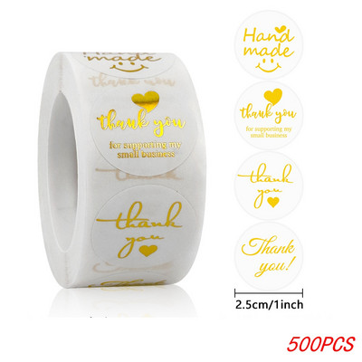 100-500 db 1 hüvelykes/2,5 cm-es arany köszönet matricák ajándékkártya-dobozhoz, bulicsomagoláshoz, pékáru díszítéséhez, kisvállalkozásokhoz
