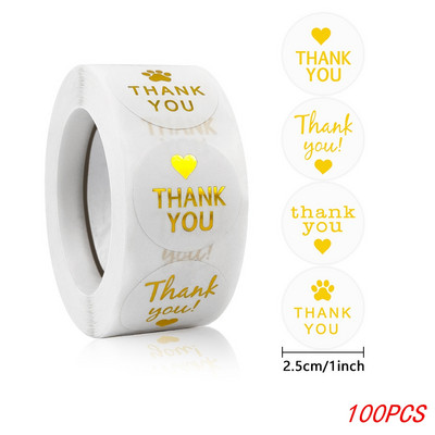 100-500 db 1 hüvelykes/2,5 cm-es arany köszönet matricák ajándékkártya-dobozhoz, bulicsomagoláshoz, pékáru díszítéséhez, kisvállalkozásokhoz