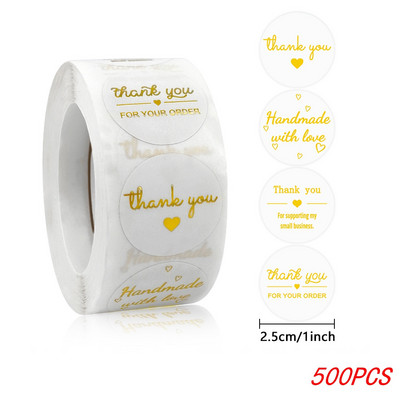 100-500 db 1 hüvelykes/2,5 cm-es arany köszönet matricák ajándékkártya-dobozhoz, bulicsomagoláshoz, pékáru díszítéséhez, kisvállalkozásokhoz