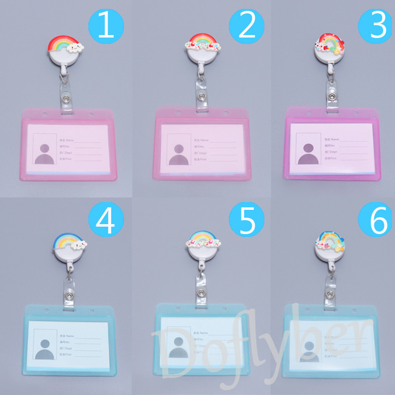 Медицинска сестра Доктор персонал, прибираща се макара за значка Rainbow с PVC ID етикет, държач за карта, щипка за колан, държач за работна значка