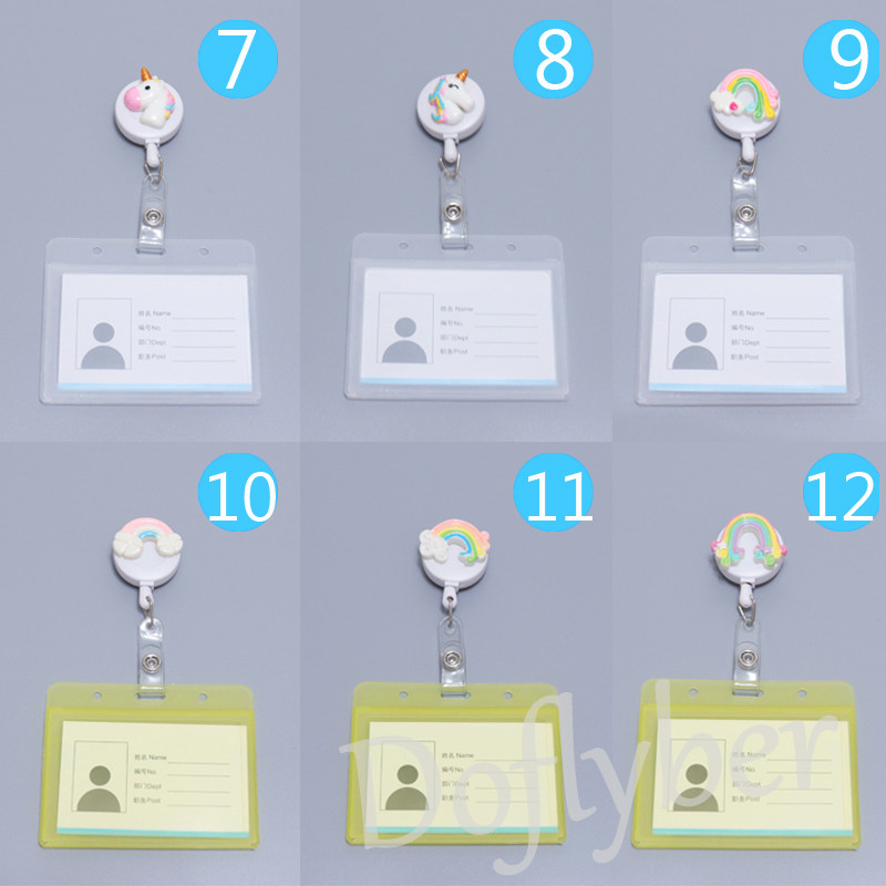 Медицинска сестра Доктор персонал, прибираща се макара за значка Rainbow с PVC ID етикет, държач за карта, щипка за колан, държач за работна значка
