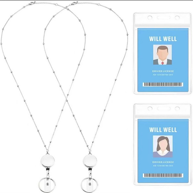 Щипка за макара за значка против изгубване Прибиращ се държач за значка с имена и държачи за лични карти Връзка за макара за значки с колие