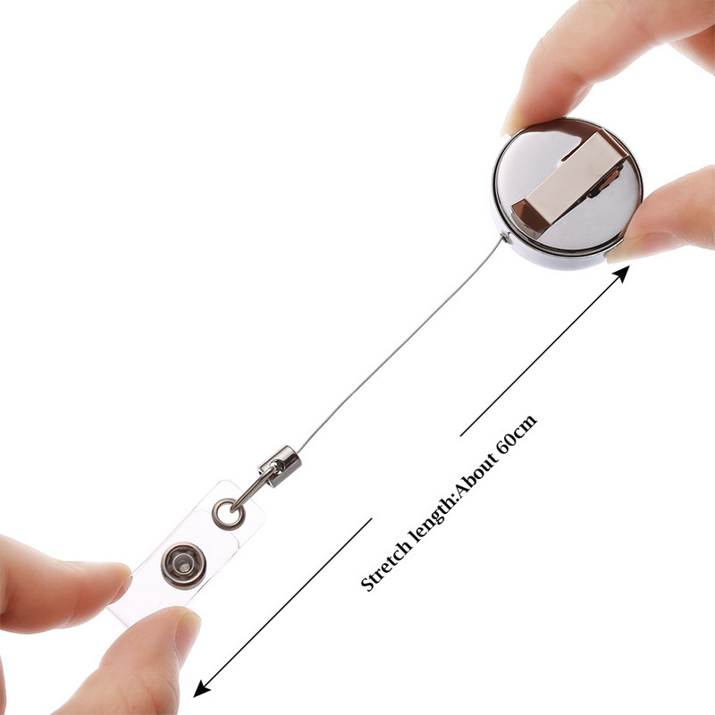 Метална прибираща се значка с именска карта Макара ID ремъци Защитен от изгубване щипка Държач за пропуск за врата Работна карта Ключодържател Офис консумативи