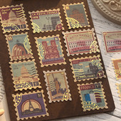 40db/csomag Vintage Retro bronzosító bélyegző Washi matricák Utazási növénymatricák Barkácsolás Bullet Journaling Deco Írószer matricák