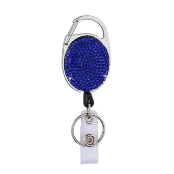 Crystal Retractable Pull Keychain Shinny Badge Reel ID Lanyard Name Tag Държач за карта Държач за значка Държач за ключове за кола Офис консумативи