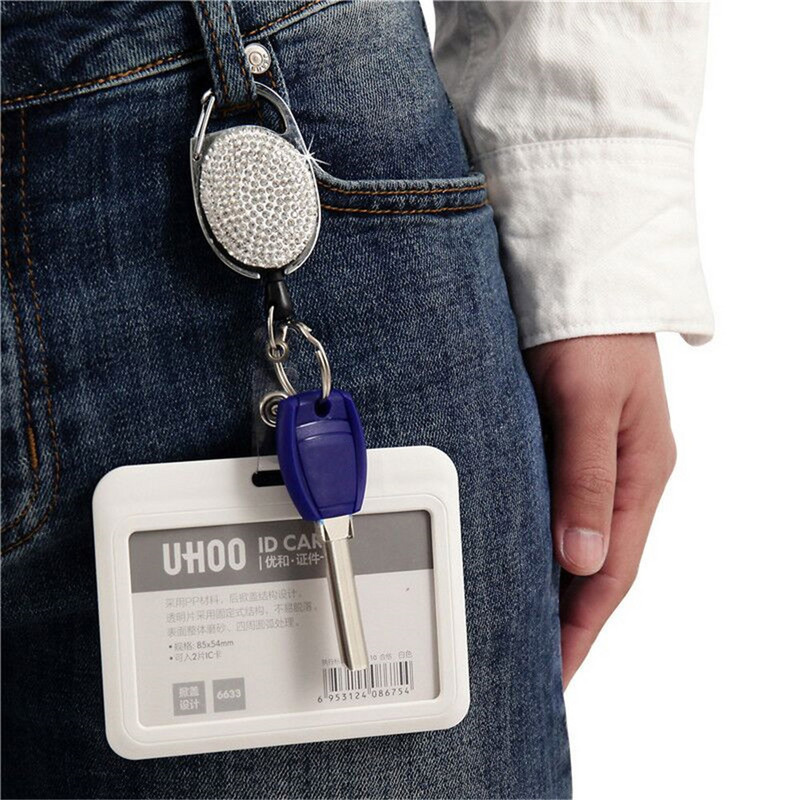 Kristalni privjesak za ključeve koji se može povući, sjajna značka, kolut za identifikaciju užeta, pločica s imenom, držač kartice, držač značke, privjesak za automobilske ključeve, uredski materijal