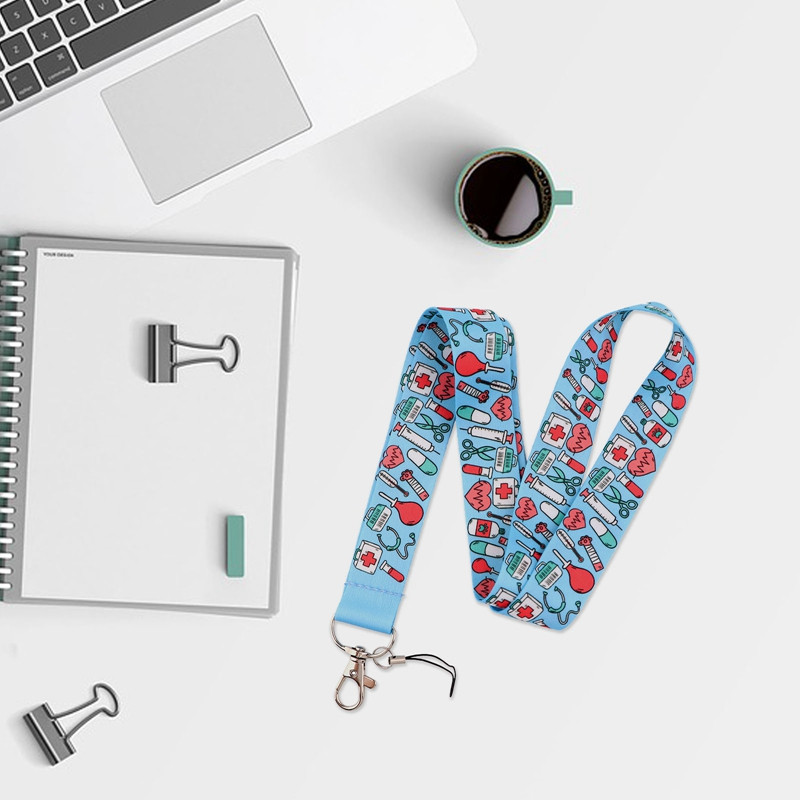 Slaugytojo dirželis raktų pakabuko gydytojams asmens tapatybės kortelės dangtelis Mobiliojo telefono ženklelio laikiklis Raktų pakabukas kaklo dirželiai Medicininiai priedai