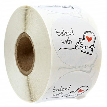 100-500 τμχ Χαρτί Kraft Baked With Love Stickers Scrapbooking For Package Seal Labels Αυτοκόλλητο Χαριτωμένο χειροποίητο αυτοκόλλητο χαρτικής