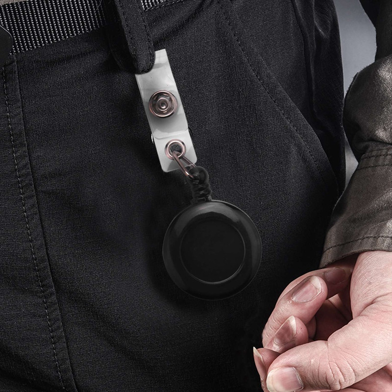 2X Recoil Retractable Yo Yo ключодържател PULL CHAIN Щипка за колан Държач за лична карта Ски карта - черен