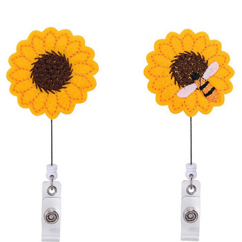 1 τεμ. Sunflower Easy-To-pull Flower Easy-To-pull Τηλεσκοπική πόρπη εγγράφων Nurse with Pvc αδιάβροχη πόρπη σήμα με μανίκι κάρτας