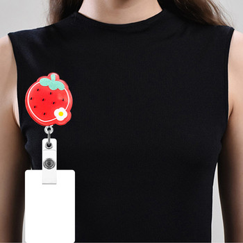 Νέο σχέδιο 1 τεμαχίου ακρυλικά φρούτα ανασυρόμενο σήμα νοσοκόμας Καρούλι Χαριτωμένο φράουλα αβοκάντο anime Κάρτα ταυτότητας Μπρελόκ Κορδόνι