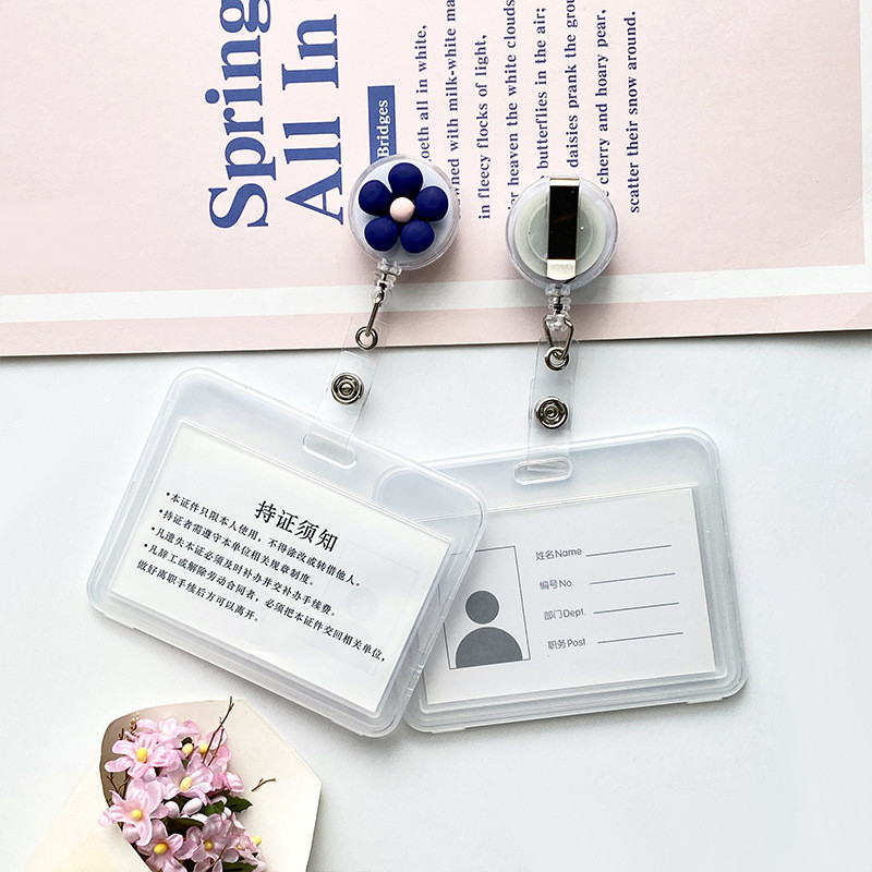 Цветни цветя, прибиращ се притежател на щипка за значка за лична карта, макара за медицинска сестра, доктор, студент, офис, държач за значка в сладък стил, канцеларски материали