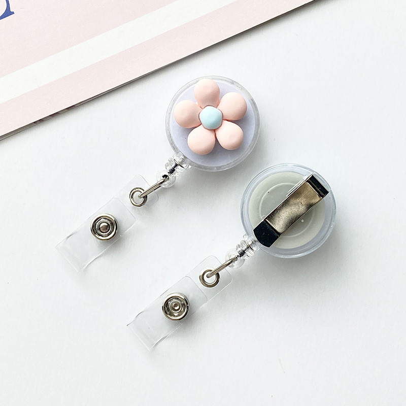 Цветни цветя, прибиращ се притежател на щипка за значка за лична карта, макара за медицинска сестра, доктор, студент, офис, държач за значка в сладък стил, канцеларски материали