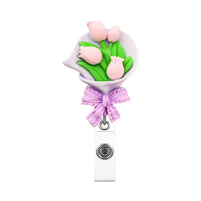 Творческа прибираща се щипка за макара за значка на медицинска сестра, щипка за значка с цветя, държач за лична карта, училищен офис, болнични консумативи, ключодържател