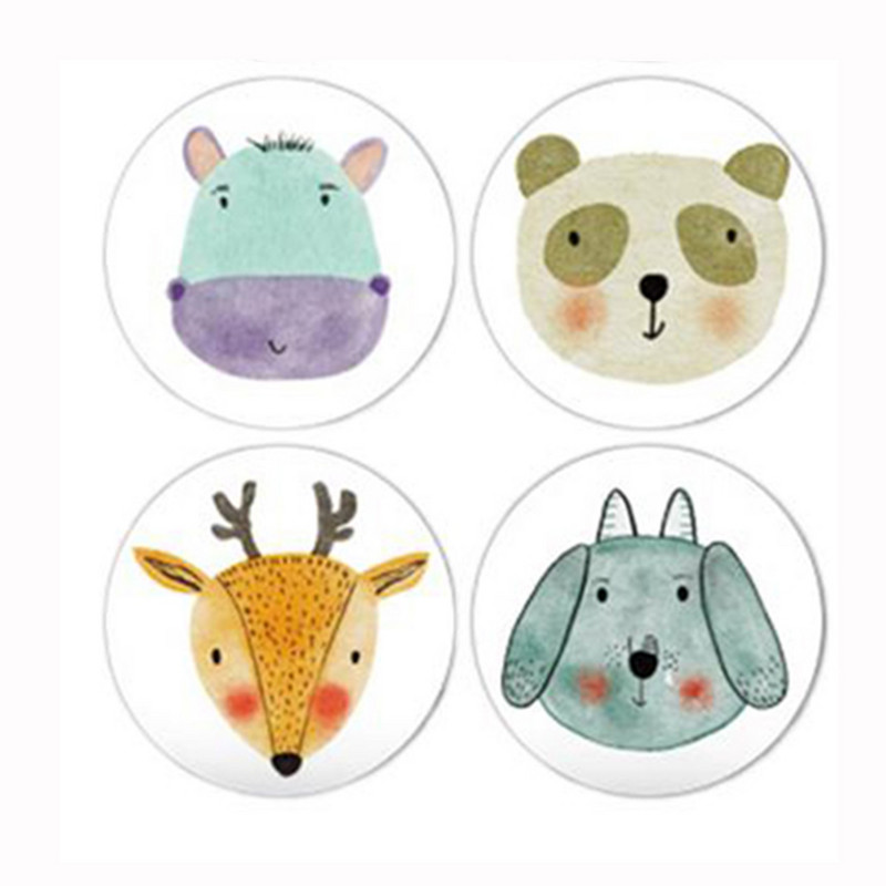 100-500 бр. Стикер за награди с анимационни филми, Насърчаване на децата, Запечатващи етикети, Детски подаръци, Декоративни учителски принадлежности, Стикер с животни