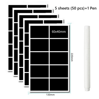 Haile 10-100 vnt Vandeniui atsparios lentos etiketės Prieskonių organizatoriaus etiketė buitiniams virtuvės stiklainiams Lentelės lipdukai su baltu rašikliu