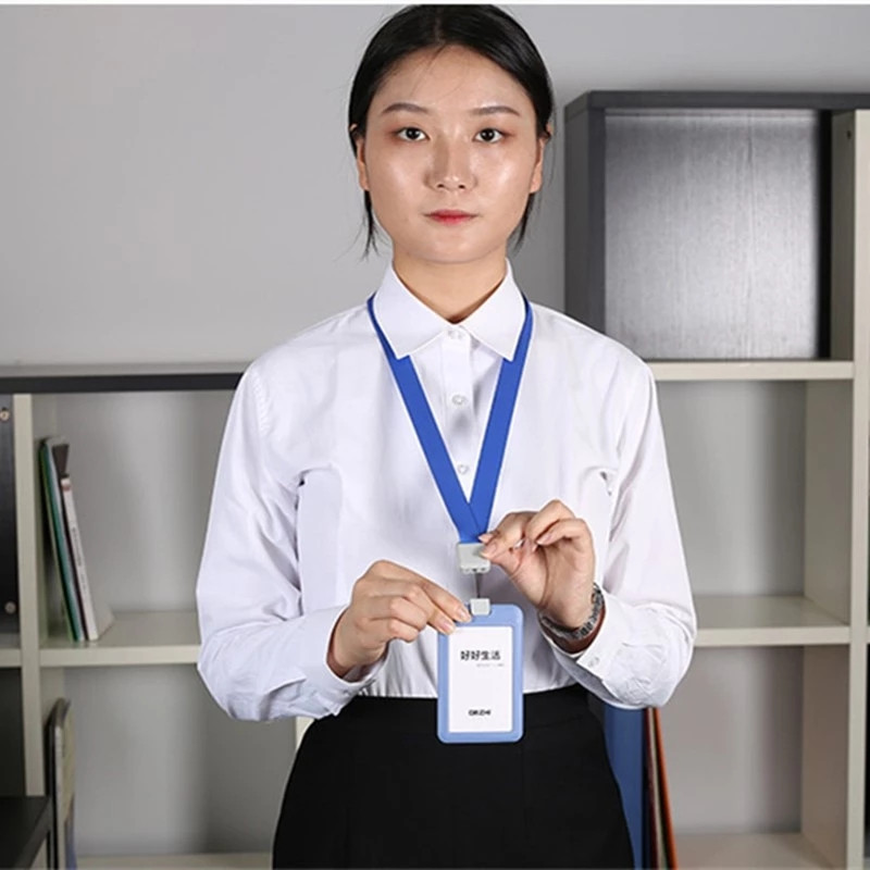 1 бр. Прибиращ се двустранен прозрачен притежател на работна карта на персонала Пропуск на служителите Капак за карта за достъп ID Tag Ръкав за карта за автобус