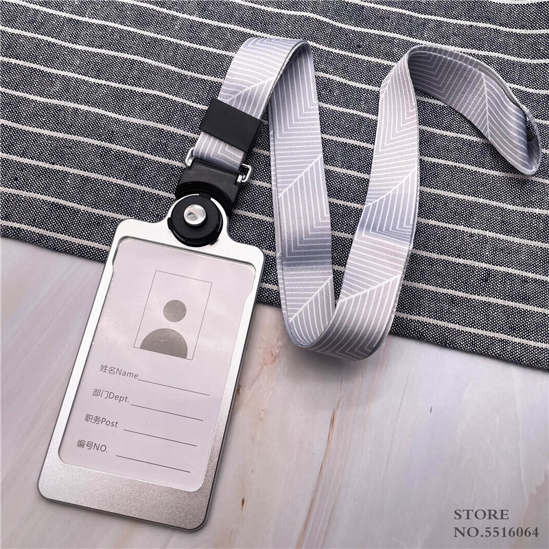 Алуминиева сплав, вертикален етикет с име, държач за карта, капак за лична карта с ремък за работа, бизнес учител, студент, офис консумативи