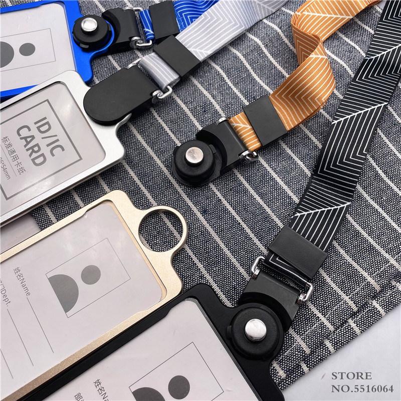 Алуминиева сплав, вертикален етикет с име, държач за карта, капак за лична карта с ремък за работа, бизнес учител, студент, офис консумативи