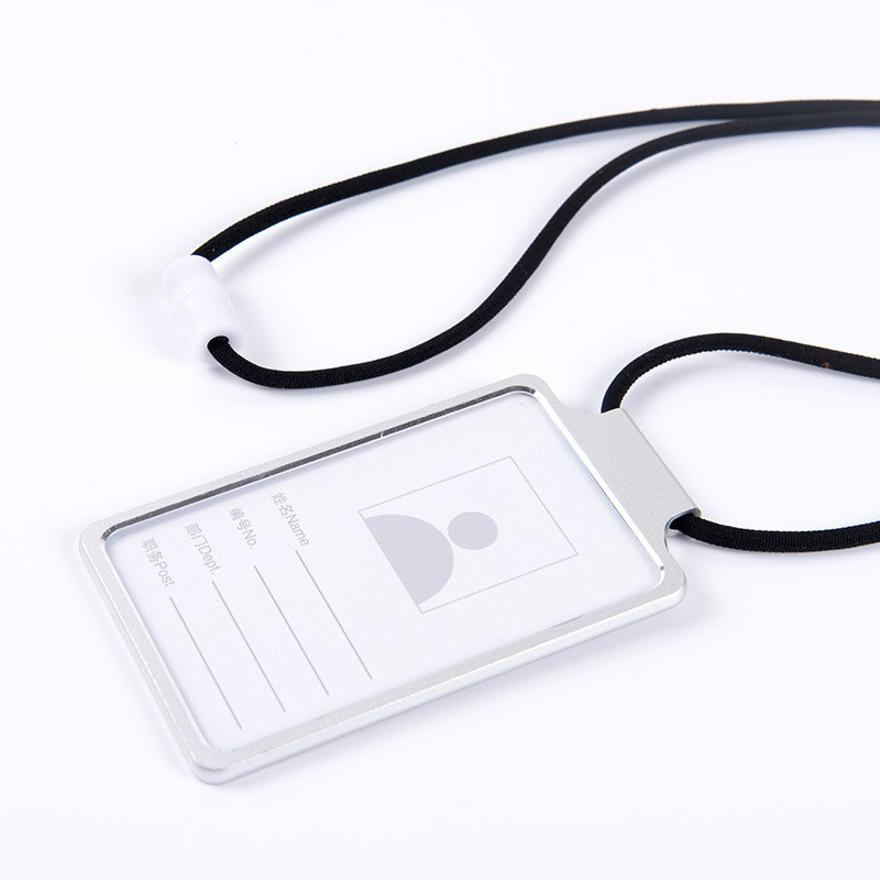 1 БР. Калъф за притежател на лична карта на служител Алуминиева сплав Вертикални държачи за етикети с имена Мъже, Жени Калъф за бизнес пропуски с ремък за врата