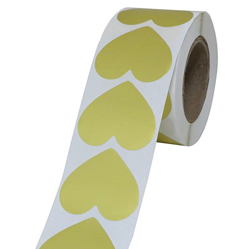 100-500 бр. Печатни етикети Стикери Сърцевидна форма на златни стикери Скрапбукинг за пакети и сватбена украса Стикер за канцеларски материали