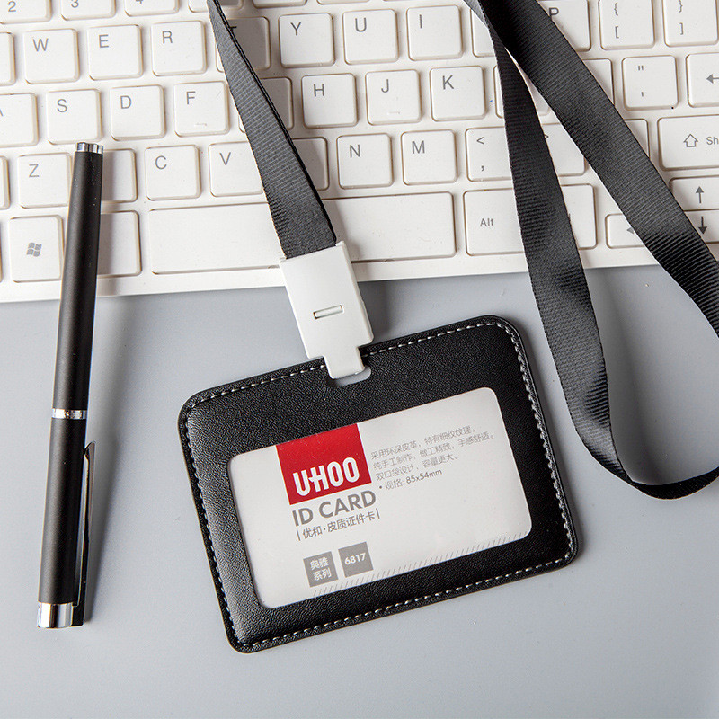 NOVO 1PC kožna torbica za držače dokumenata PU poslovna značka Držač kartice s ogrlicom LOGO Prilagodite ispis Školski uredski pribor