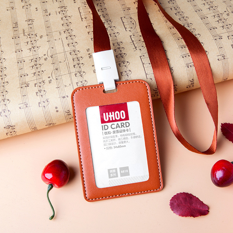 NOVO 1PC kožna torbica za držače dokumenata PU poslovna značka Držač kartice s ogrlicom LOGO Prilagodite ispis Školski uredski pribor