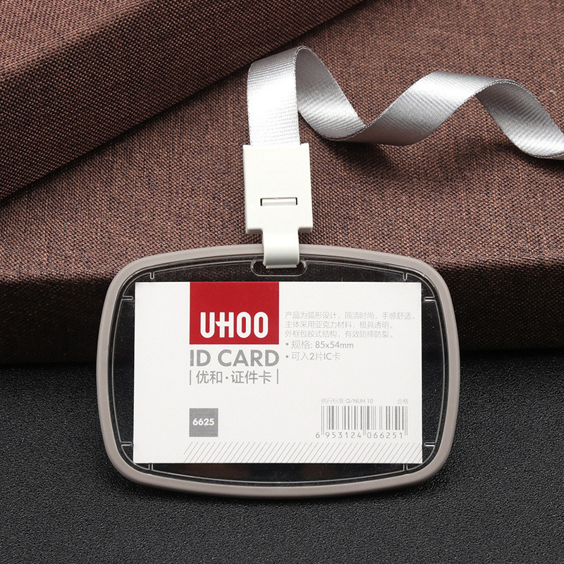 Акрилен двустранен прозрачен държач за лична карта Банкова карта Каишка за врат Поставка за лична карта за автобус Студенти Детска значка за самоличност с ремък