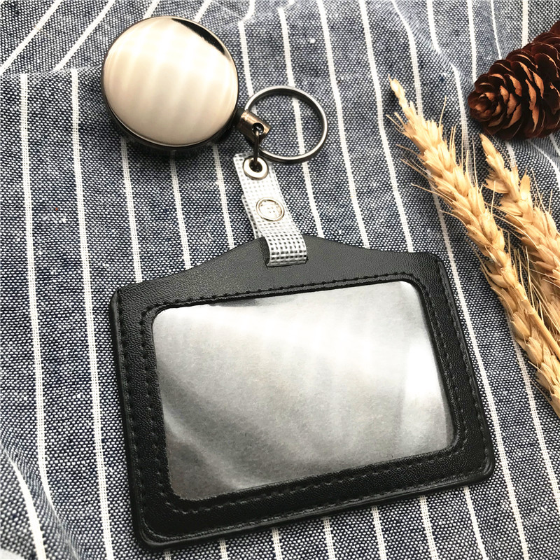 Жени Мъже Бизнес държач за карти от PU кожа Анти-загуба Прибиращи се държачи за кредитни карти Притежатели на банкови документи Значка за автобус Калъф за карти
