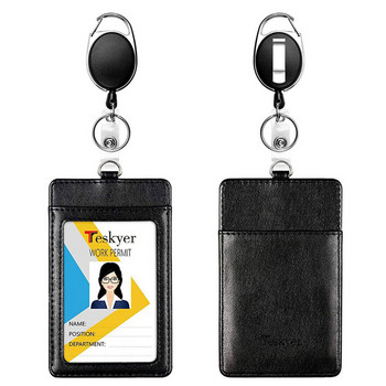 Държач за черна значка за макара за лична карта, прибиращ се с катарама за кръста Ключодържател Студентска медицинска сестра Изложба PU Държач за значка за визитки