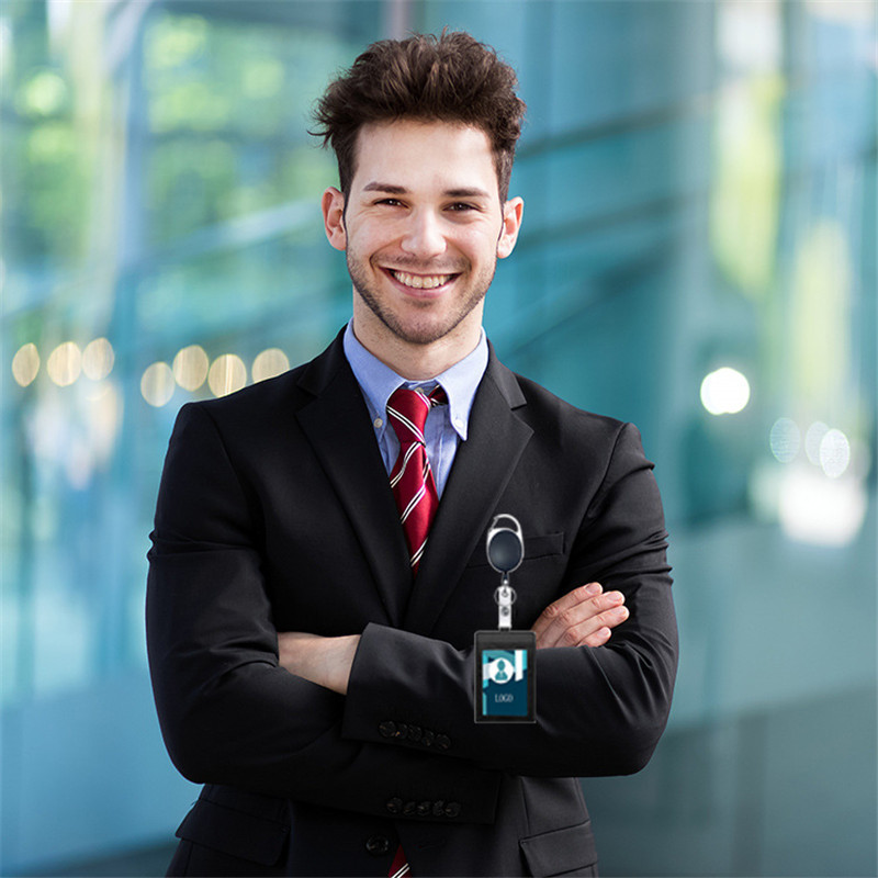 1 комплект бизнес прибиращ се държач за лична карта Аксесоари за бюро Поставка за фотокарти Ключодържател Офис консумативи Поставка за канцеларски материали Карти