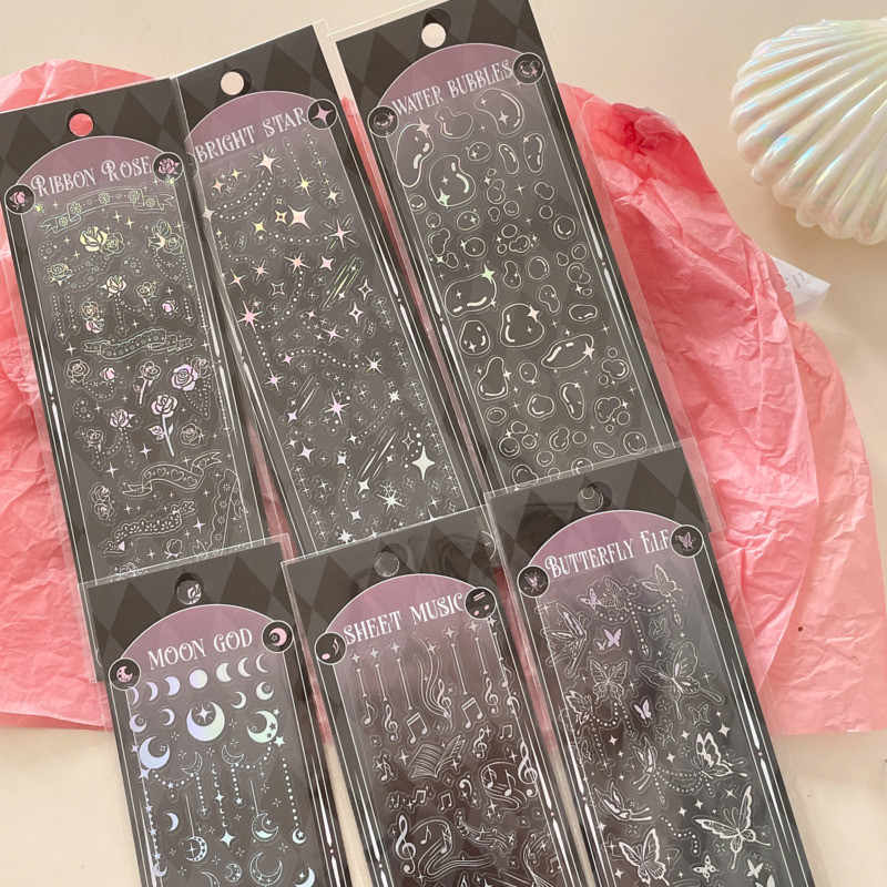 1 бр. Ins Bright Starry Sky Hot Silver Butterfly Stickers Направи си сам Материал Scrapbooking Background Декоративни стикери Канцеларски материали
