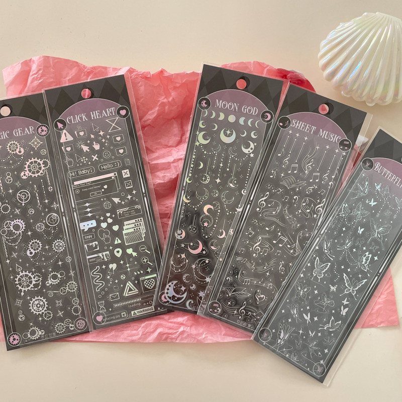 1 бр. Ins Bright Starry Sky Hot Silver Butterfly Stickers Направи си сам Материал Scrapbooking Background Декоративни стикери Канцеларски материали