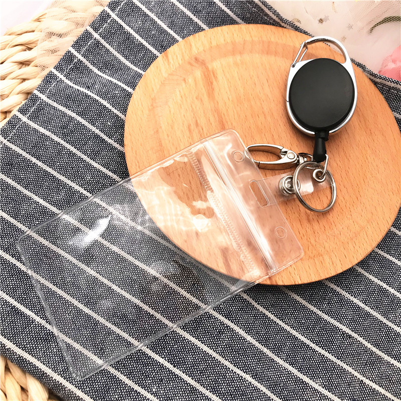 1 rinkinys verslo vizito autobusui kreditinės kortelės dėklas Moteriški Vyriški ištraukiami ženkliukų laikikliai su ritės segtuku ir skaidriu asmens tapatybės kortelės laikikliu