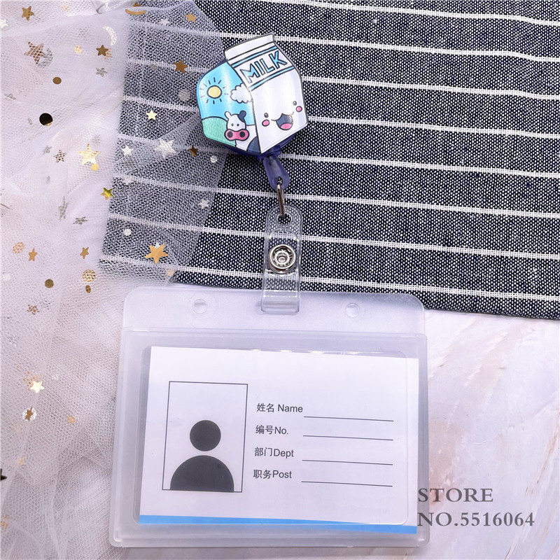 Карикатура Котка Животно Медицинска сестра Ученик Прибираща се макара за значки с хоризонтален стил Пластмасов държач за лична карта Поставка за детски значки