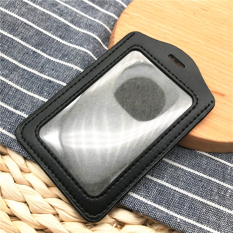 Vertikalios kokybės PU odos medžiaga Kortelių rankovių rinkiniai ID ženklelio dėklas Aiškus banko kredito kortelės ženklelio laikiklis Mokyklos studentų biuras