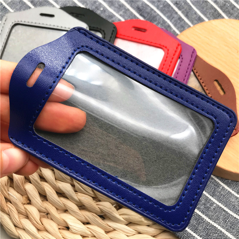 Vertikalios kokybės PU odos medžiaga Kortelių rankovių rinkiniai ID ženklelio dėklas Aiškus banko kredito kortelės ženklelio laikiklis Mokyklos studentų biuras