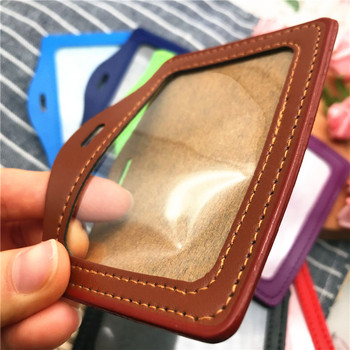Комплекти ръкави за карти с цветно качество от PU кожа, калъф за идентификационен номер, прозрачен притежател на значка за банкова кредитна карта Ученически офис