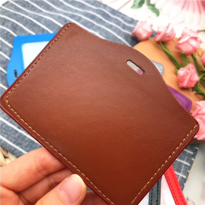 Spalvingos kokybės PU odos medžiagos kortelių rankovių rinkiniai ID Ženkliuko dėklas Skaidrus Banko kreditinės kortelės ženklelio laikiklis Mokyklos studentų biuras