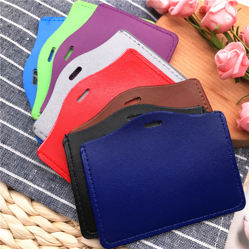 Spalvingos kokybės PU odos medžiagos kortelių rankovių rinkiniai ID Ženkliuko dėklas Skaidrus Banko kreditinės kortelės ženklelio laikiklis Mokyklos studentų biuras