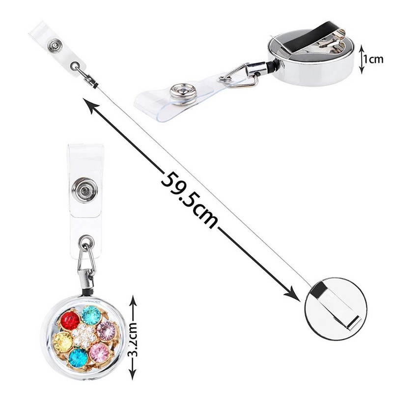 1 БР. 3,2 см прибиращ се държач за значка Щипки за колан Метална идентификационна макара за значка Тежък кабел от стоманена тел