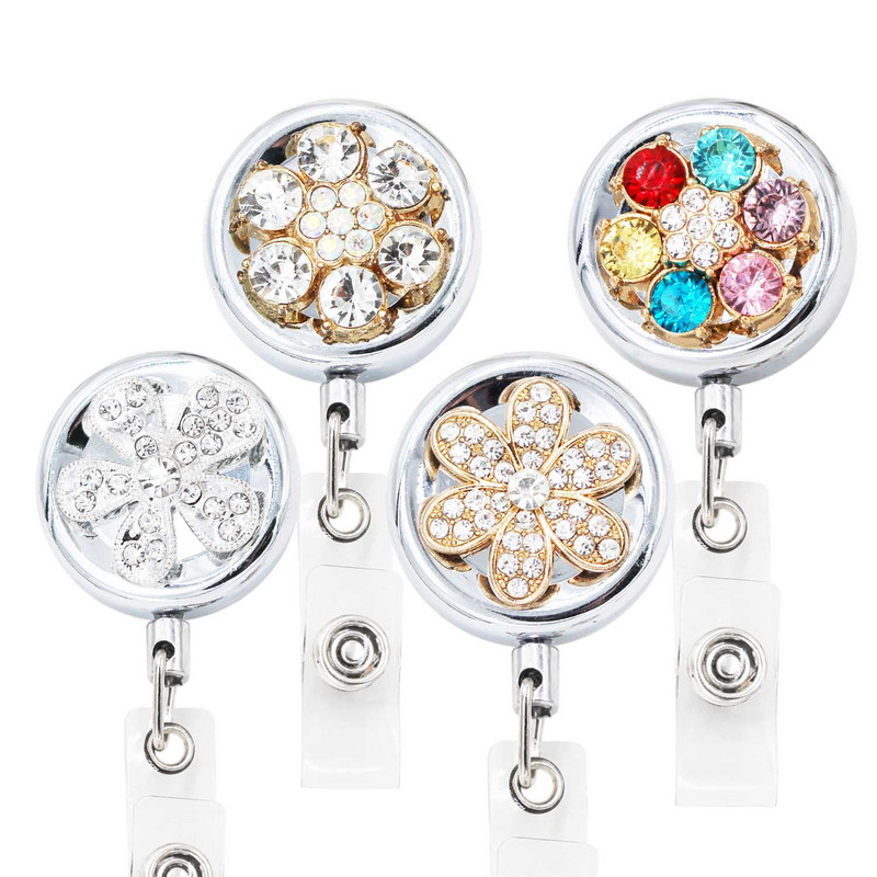 1 БР. 3,2 см прибиращ се държач за значка Щипки за колан Метална идентификационна макара за значка Тежък кабел от стоманена тел