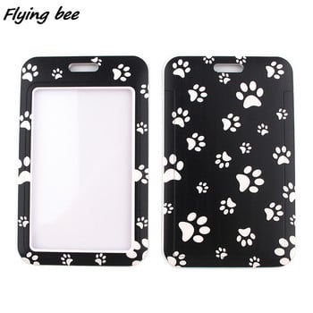 Flyingbee X1392 Black Puppy Paw Prints Връзки Id Badge Държач Ключодържател ID Card Pass Gym Mobile Badge Държач Връзка Ключодържател