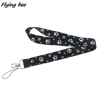 Flyingbee X1392 Black Puppy Paw Prints Връзки Id Badge Държач Ключодържател ID Card Pass Gym Mobile Badge Държач Връзка Ключодържател