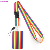 Ransitute R1421 Rainbow kreatív zsinór jelvény azonosító zsinórok Mobiltelefon kötél kulcs zsinór nyakpántok tartozékok
